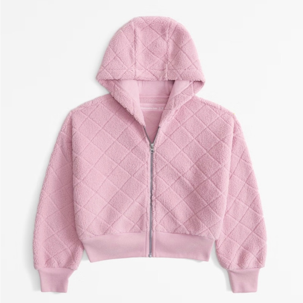 NWT Abercrombie Kids Full-Zip Sherpa Faux Fur Full-Zip Hoodie Jacket 17/18